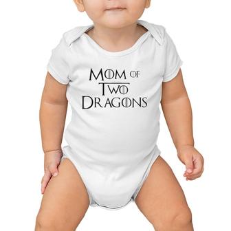 Womens Mom Of Two Dragons Funny Mothers Day Gifts For Women V-Neck Baby Onesie | Mazezy