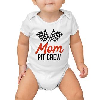 Womens Mom Pit Crew Funny Hosting Car Race Birthday Party V-Neck Baby Onesie | Mazezy