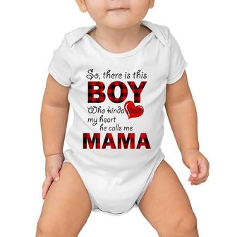 Womens This Boy Who Kinda Stole My Heart He Calls Me Mama T Baby Onesie | Mazezy
