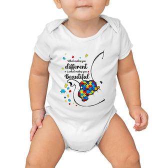 Womens What Makes You Different Elephant Mom Autism Child Awareness V-Neck Baby Onesie