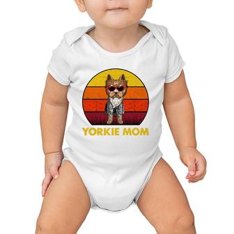 Womens Yorkie Mama Retro Vintage Yorkshire Terrier Yorkie Mom Baby Onesie | Mazezy