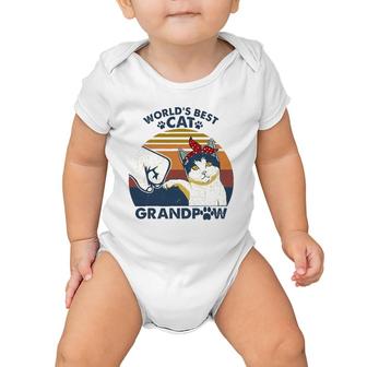World's Best Cat Grandpaw Vintage Grandpa Cat Lover Baby Onesie | Mazezy