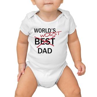 World's Worst Dad Funny Father's Day Gag Gift Baby Onesie | Mazezy