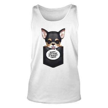 Black And Tan Short Haired Chihuahua In Chest Pocket T-Shirt Black And Tan Short Haired Chihuahua In Chest Pocket T-Shirt
