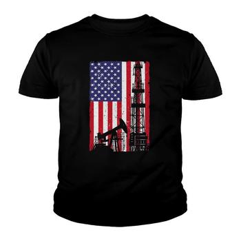 Oil Patch Rig On The Flag Us Blue Oilfield Tshirt Oil Patch Rig On The Flag Us Blue Oilfield Tshirt
