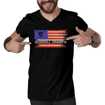 Vintage Usa American Flag Proud Baseball Grandpa T-Shirt