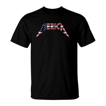 Merica Heavy Metal Style American Flag Tee Shirt