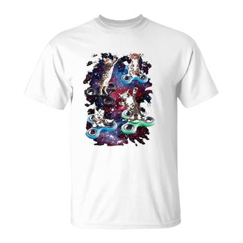 Fidget Spinner Fidget Kitties In Space Graphic T-Shirt Fidget Spinner Fidget Kitties In Space Graphic T-Shirt