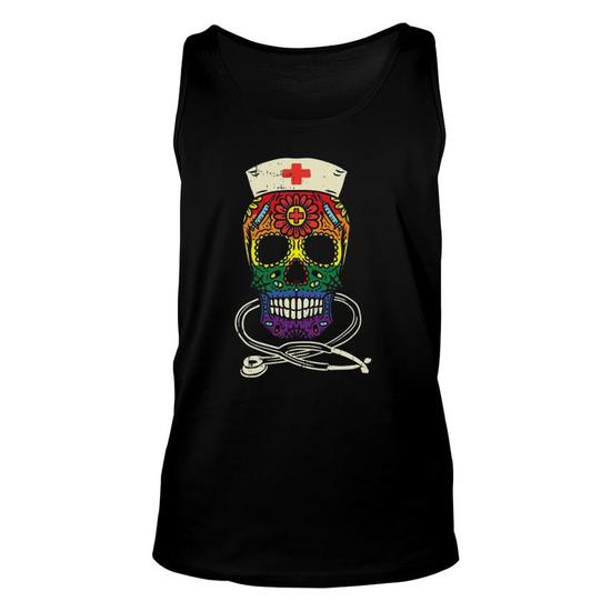 Rainbow Sugar Skull Day Of The Dead LGBT Gay Pride Flag Tank Top Rainbow Sugar Skull Day Of The Dead LGBT Gay Pride Flag Tank Top