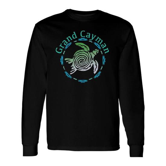 Grand Cayman Vintage Tribal Turtle Long Sleeve T-Shirt T