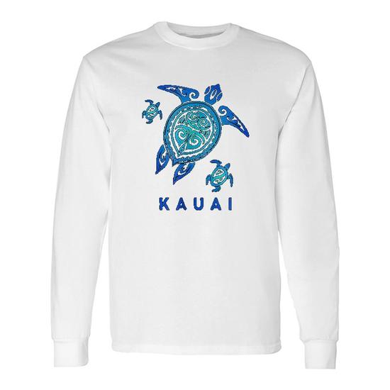 Kauai Hawaii T-Shirt Sea Blue Tribal Turtle Kauai Hawaii T-Shirt Sea Blue Tribal Turtle