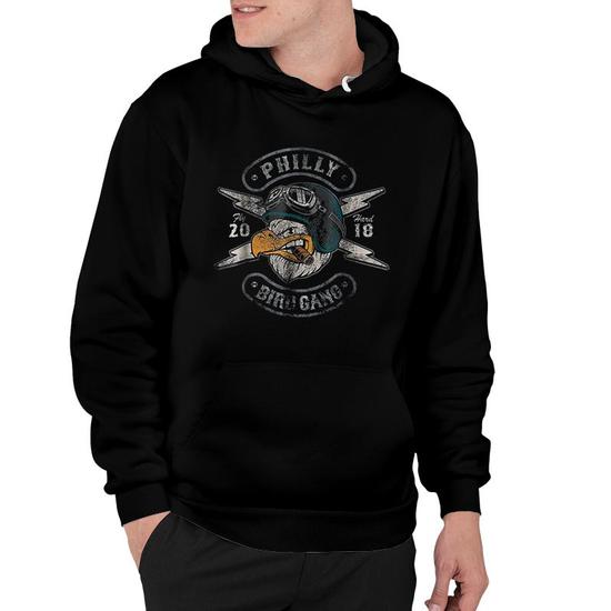 Bird Gang Eagles Vintage Distressed Design Hoodie