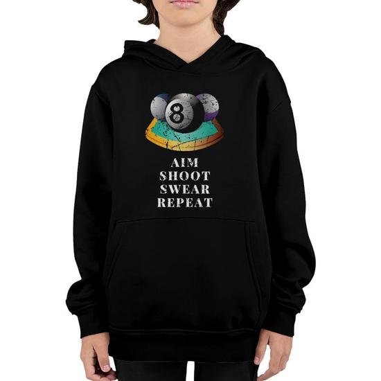 Aim Shoot Swear Repeat 8 Ball Pool Billiards Player T Shirt