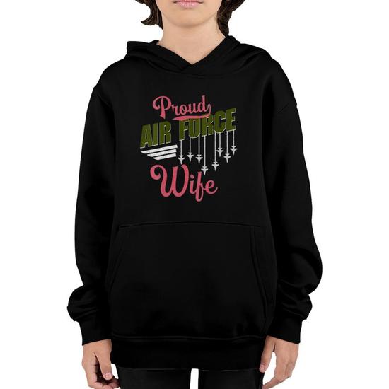 Womens Proud Air Force Wife Wifey Pride Military Family Gift Youth Hoodie Mazezy UK