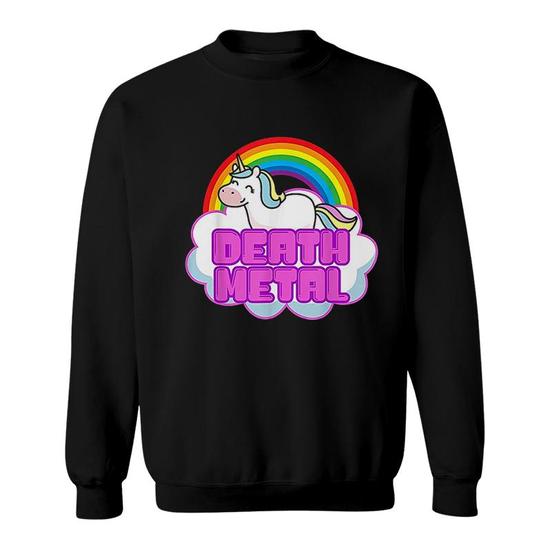 Death Metal Pink Unicorn Rainbow Heavy Metal Sweatshirt Thegiftio UK