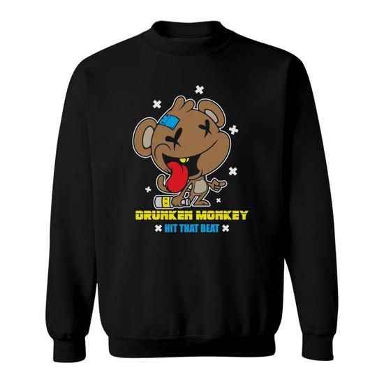 Drunken Monkey Funny Ape Dj Hit That Beat Pullover Sweatshirt Mazezy UK