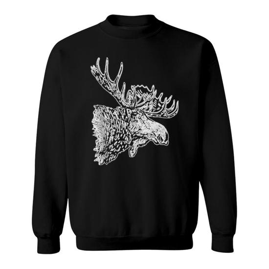 Moose Head And Antlers Sweatshirt Mazezy