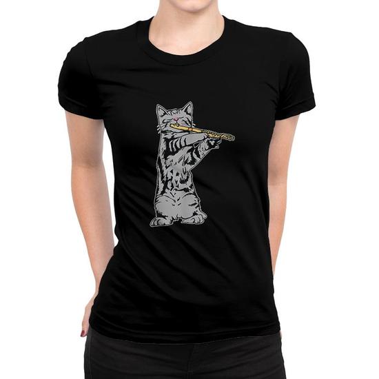 Cat Playing Flute T-Shirt Cool Musician Marching Band