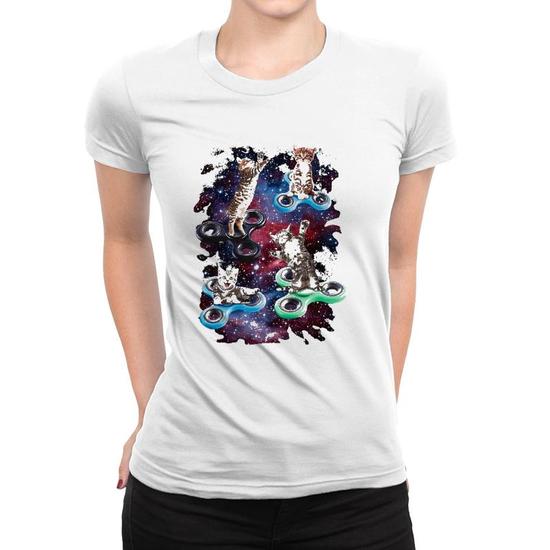 Fidget Spinner Fidget Kitties In Space Graphic T-Shirt Fidget Spinner Fidget Kitties In Space Graphic T-Shirt