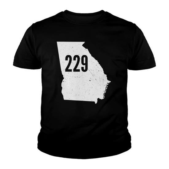 229 Georgia Area Code Outline State Southern Pride Youth T-shirt 