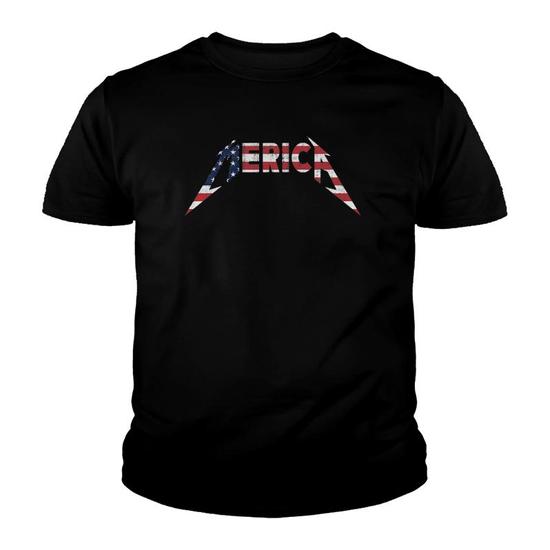 Merica Heavy Metal Style American Flag Tee Shirt