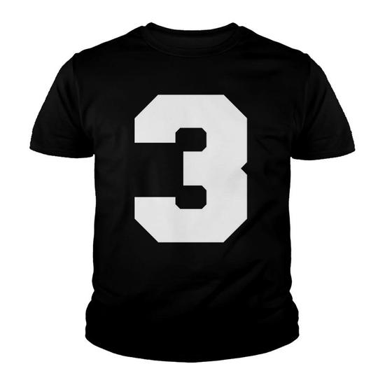 Number 3 Printed On Back Youth T-shirt | Mazezy