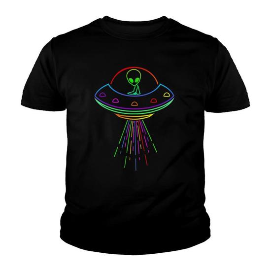 Space Alien Ufo Neon Lights Rave Alien Lovers T-Shirt Mm