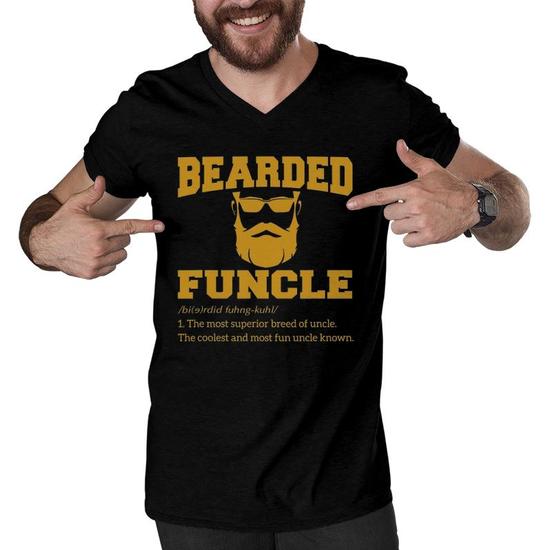 Bearded Uncle Funny Bearded Uncle Definition Father's Day Men V-Neck T-Shirt