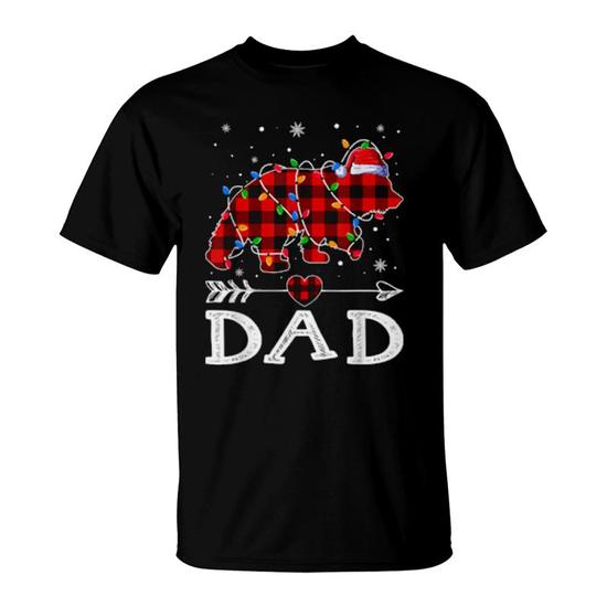 Opa Bear Christmas Pajama Red Plaid Buffalo Family Gift T-Shirt