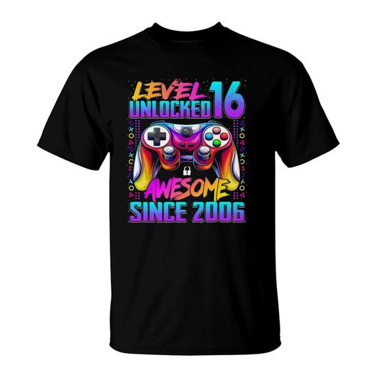 Level 16 Unlocked Awesome Since 2004-Gamer 16th Birthday T-Shirt Level 16 Unlocked Awesome Since 2004-Gamer 16th Birthday T-Shirt