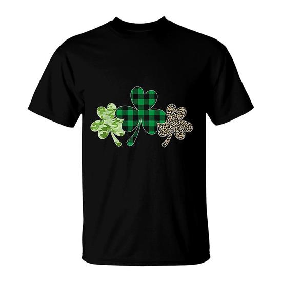 Plaid Shamrock Shirt Leopard Camouflage Fun St Patricks Day T-Shirt
