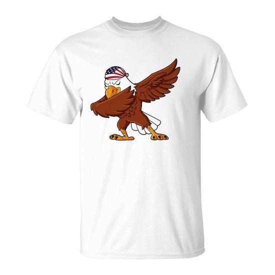 Dabbing Eagle Kids 4th Of July Gift Merica Flag Pride Usa T-Shirt