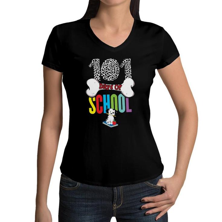101St Days Of School 100Th Day Class 101Th Kids Teacher  Women V-Neck T-Shirt