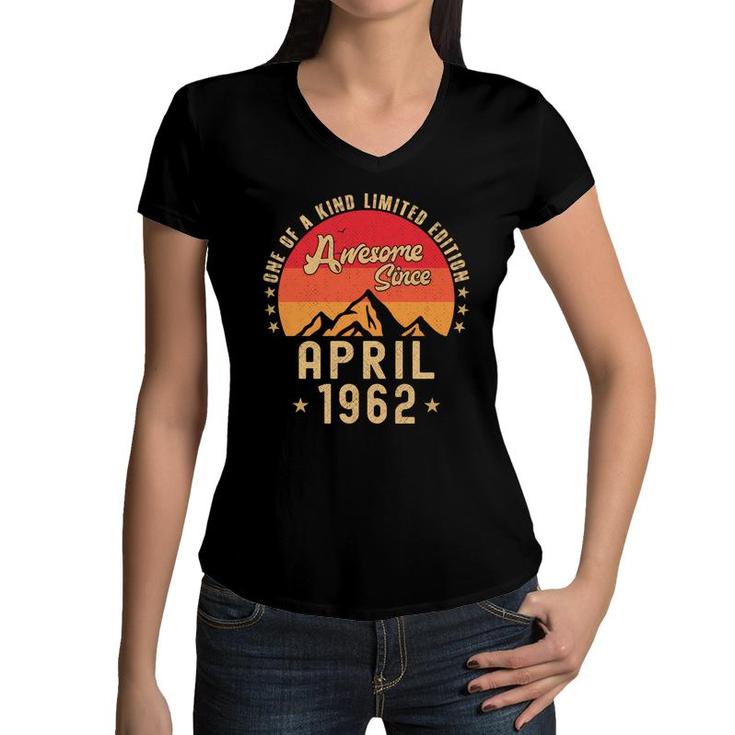 April 1962  Awesome Since Vintage Birthday  Women V-Neck T-Shirt
