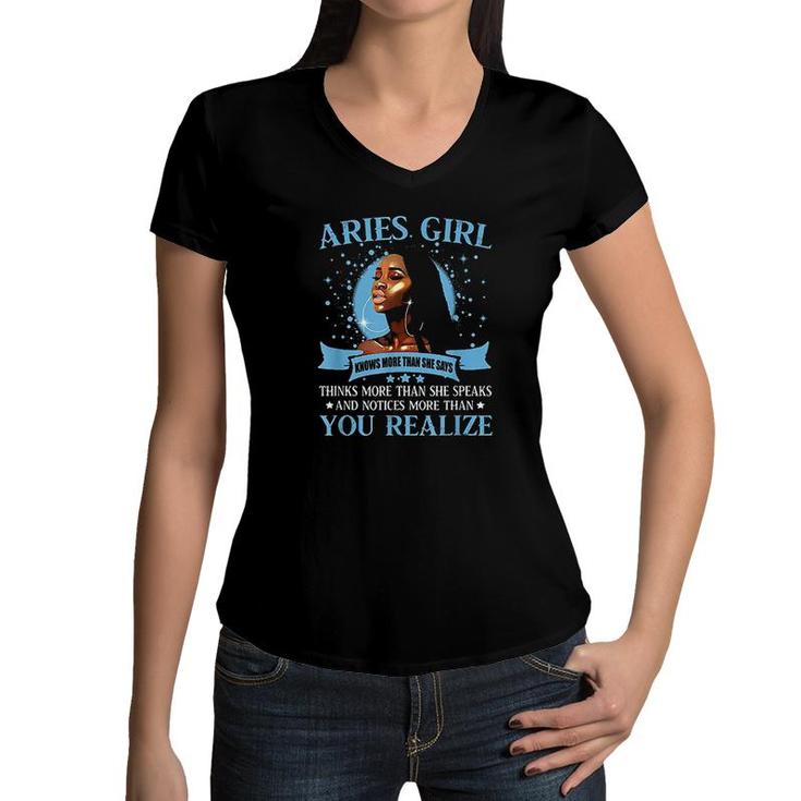 Aries Girl Women V-Neck T-Shirt