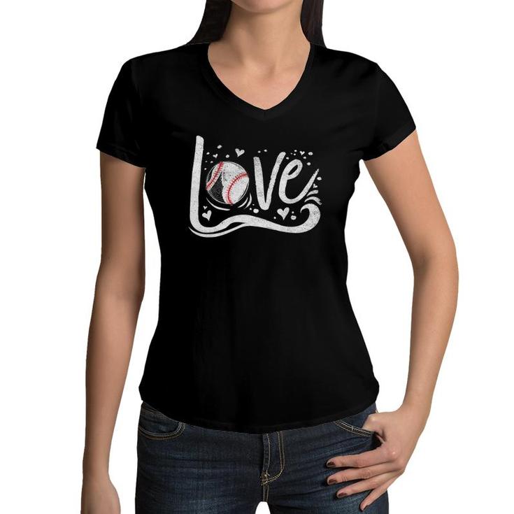Baseball  Women Girls Kids Baseball Lover Baseball Love Women V-Neck T-Shirt