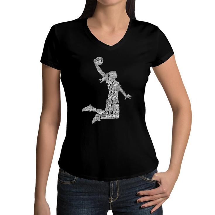 Basketball Girl Women Kids Girls  Women V-Neck T-Shirt