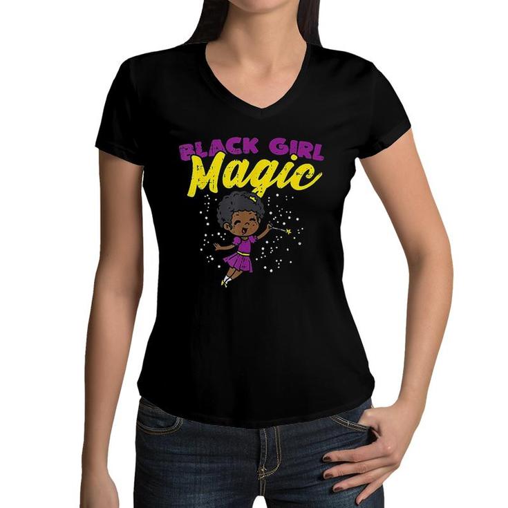 Black Girl Magic Fairy Black Pride African Women V-Neck T-Shirt
