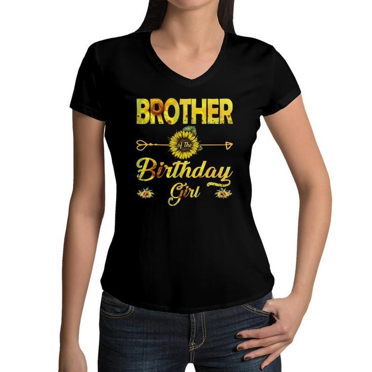 Brother Of The Birthday Girl Sunflower Gifts Women V-Neck T-Shirt