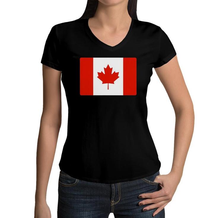Canadian Flag Of Canada Ca Souvenir Gift Men Women Kids Women V-Neck T-Shirt