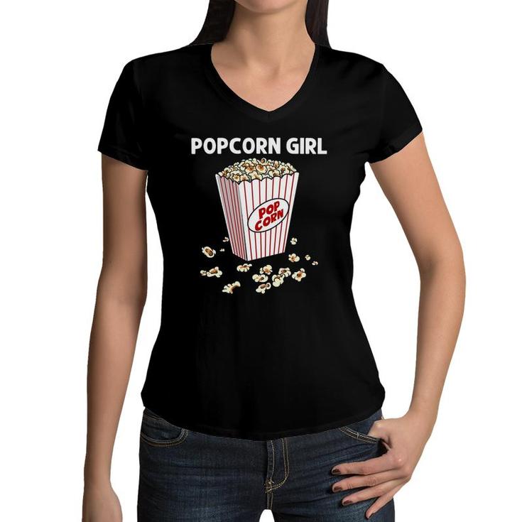 Cool Popcorn Gift For Girls Kid Corn Kernel Movie Night Food Women V-Neck T-Shirt