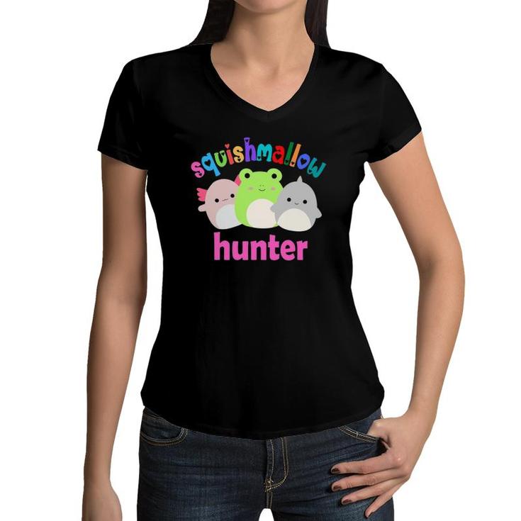 Cute Squishmallow Hunter Kindergarten Teacher For Kids Girls Women V-Neck T-Shirt