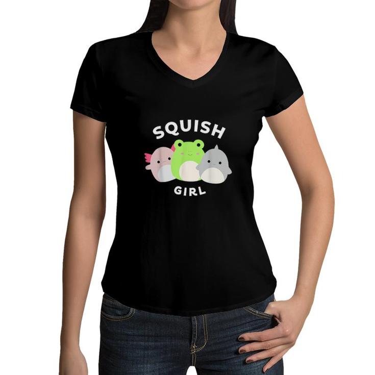 Cute Unicorn Squish Girl Squishmallow Costume Women V-Neck T-Shirt