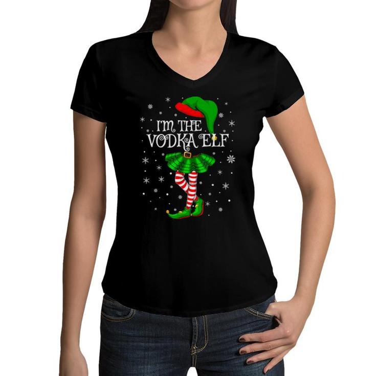 Family Matching Girls I'm The Vodka Elf Christmas  Women V-Neck T-Shirt