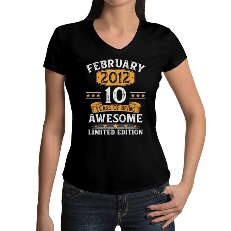 February 2012 10 Year Olds 10Th Birthday For Boy  Women V-Neck T-Shirt