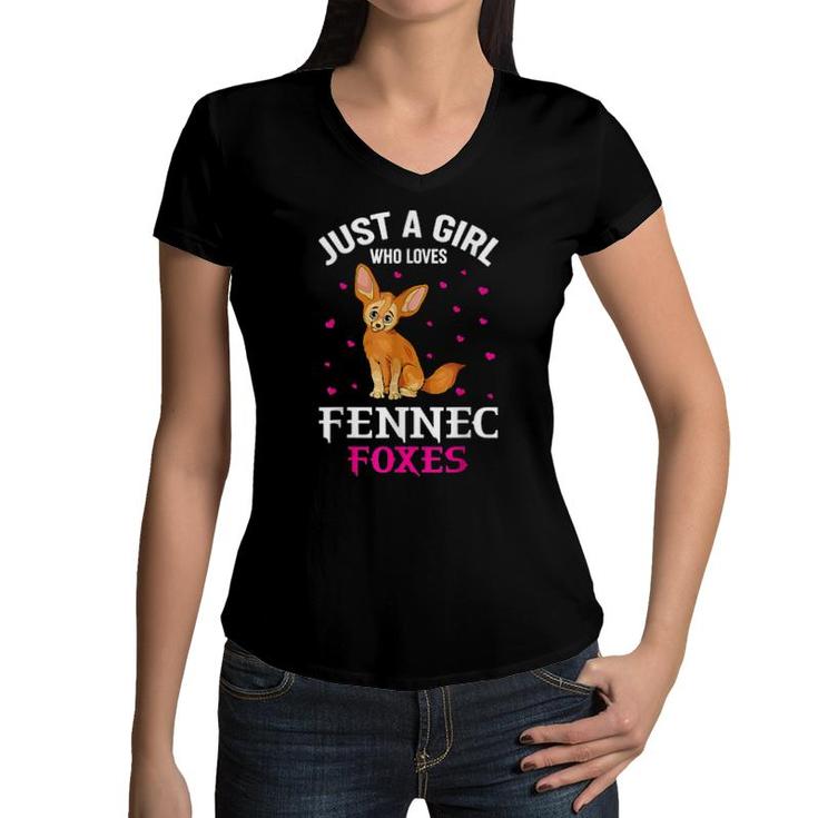 Fennec Fox Just A Girl Who Loves Fennec  Women V-Neck T-Shirt