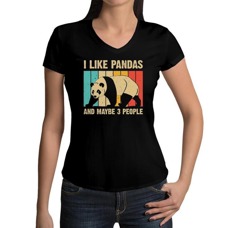 Funny Panda Design For Kids Boys Girls Panda Bear Lovers Women V-Neck T-Shirt