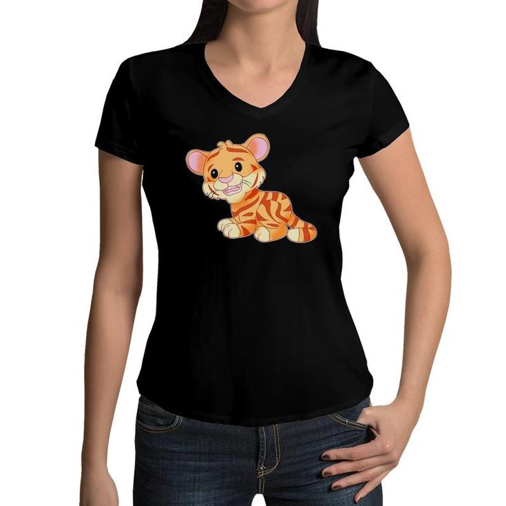 Funny Tigercat Cute Baby Tiger For Women, Men & Kids, Gift Women V-Neck T-Shirt