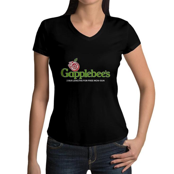 Gapplebees Drag Racing American Muscle Turbo Boosted Women V-Neck T-Shirt