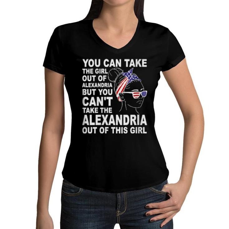 Girl From Alexandria Classic Patriotic Alexandria Girl  Women V-Neck T-Shirt
